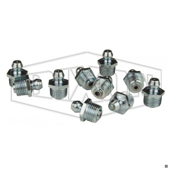 Dixon Straight Grease Whip Zerk Ball Check, 1/8-27 NPT Thread, 0.66 in OAL, Steel, Zinc Plated GWHZ000R - main
